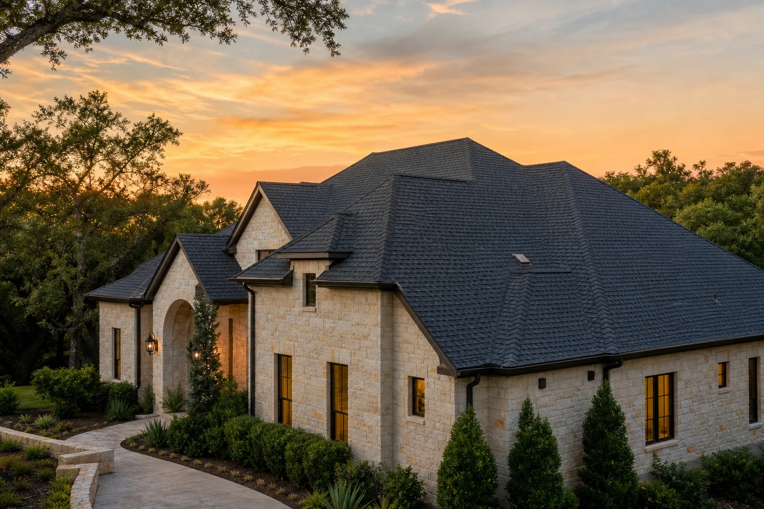 Techo terminado de una casa en el centro de Texas