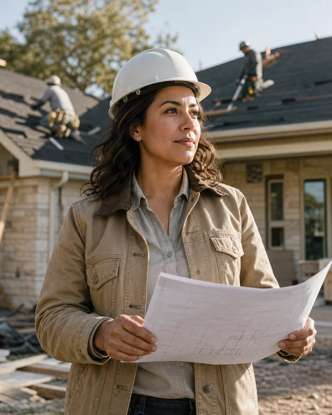 Yaritza Pérez en un sitio de construcción del centro de Texas
